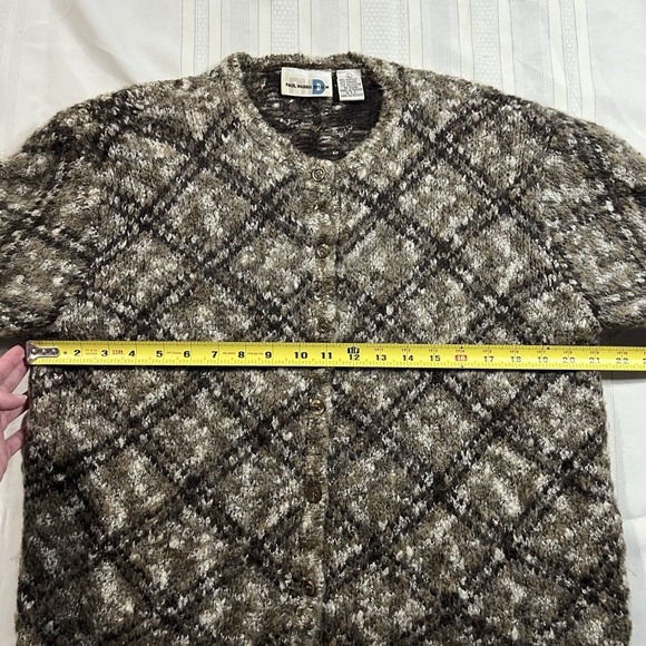 Vintage 90s Paul Harris Plaid Wool Mohair Cardigan Sweater Large Cozy Grunge - Picture 3 of 11